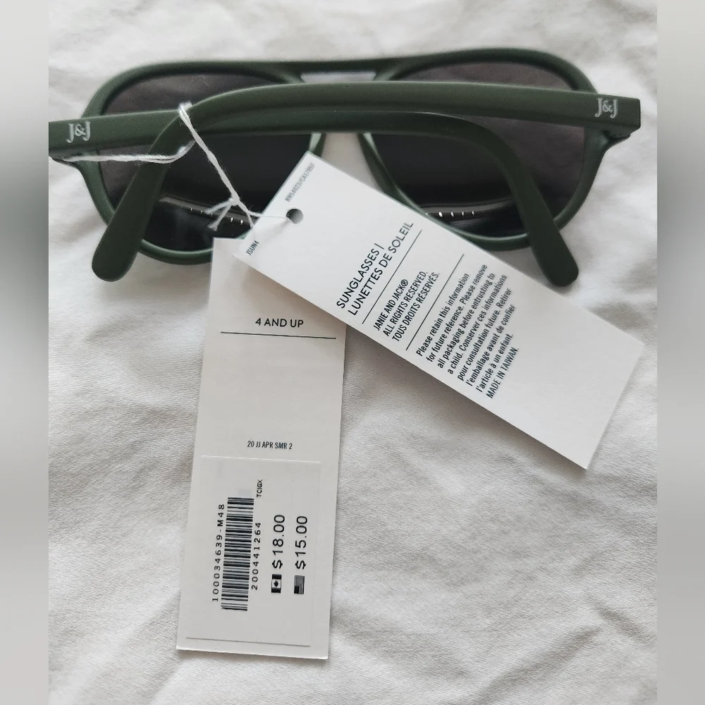 Janie and Jack Green Sunglasses- 4 Years And Up